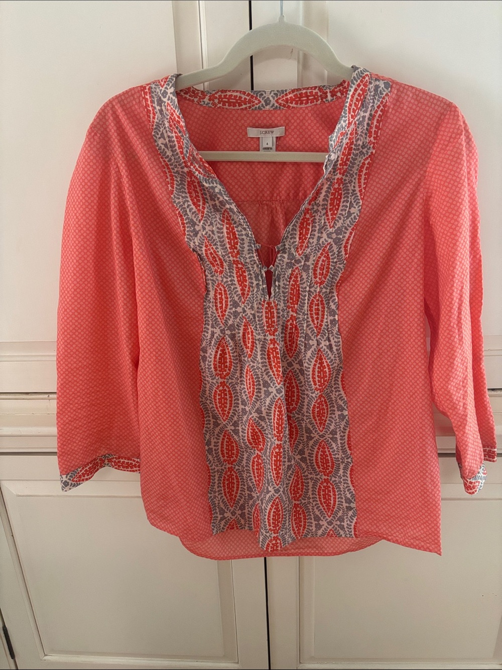 J.Crew Coral Pin tucked Cotton Blouse 4